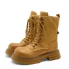 Nuevas botas Martin de cordones estilo británico para otoño, para exteriores, con puntera ancha, para mujer, suela gruesa, que aumentan la altura, botas cortas casuales retro de trabajo