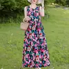 Vestido Largo de Verano Nuevo Estilo de Alta Gama de Algodón y Seda para Mujer, Vestido de Playa Delgado y Elegante sin Mangas para Mamás