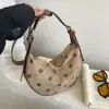 Bolsa de mão moderna com poá para mulheres, nova coleção 2026, bolsa de ombro versátil para o dia a dia, bolsa grande de axila casual de grande capacidade