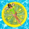 Cama Inflable Flotante de Rodaja de Limón Balsa Flotante para Adultos Juguete Flotante para Piscina Tumbona Flotante para Playa y Mar
