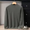 Suéter 100% cachemira pura para hombre, engrosado, cuello medio alto, hombro raglán, camisa base de punto de cachemira casual de negocios, suéter para hombre