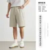 Shorts de Mezclilla para Hombre con Textura de Sarga de Algodón Puro, Shorts Casuales Retro Rectos Sueltos de Color Sólido para Verano, a la Rodilla