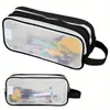 Bolsa de Lápices Transparente de Malla de Doble Capa Gran Capacidad Estudiante de Secundaria Chica de Preparatoria Caja de Papelería Bolsa de Lápices para Estudiante de Primaria Artículo para Examen