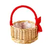 Cesta de Florero Roja de Mimbre Portátil Transfronteriza, Cesta de Ratán, Cesta de Empaque para Tienda de Regalos Souvenir, Cesta para Arreglo Floral de Floristería del Día del Niño