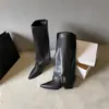 Botas Largas Elegantes de Tacón Grueso y Punta Fina 2026 Otoño/Invierno Nuevo Estilo Adelgazantes de Tacón Alto para Pantalón Botas de Moda Versátiles de Nicho para Mujer