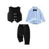 Chaleco para Niños Overol de Otoño Conjunto de Tres Piezas Camisa Estilo Escolar para Bebé Niño Ropa para Actuaciones de Anfitrión para Niños Pequeños