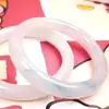 Pulsera de Barra Redonda de Cristal Rosa de Flor de Melocotonero de Hielo Natural Imitación de Jade para Mujer Mismo Pulsera de Jade para Mejor Amiga Accesorios de la Dinastía Han
