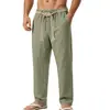 26 Comércio Exterior Europeu e Americano Transfronteiriço Verão Casual Masculino Linho Havaiano Férias Deslocamento Respirável Cordão Calça Reta