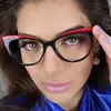 Nuevas Gafas Tr Multicolor Espejo Plano Ojo de Gato Europeo y Americano Cara Redonda Dama Espejo Plano Gafas Anti Luz Azul Montura para Miopía