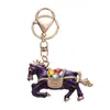 Nuevo Llavero de Caballo del Zodiaco Estéreo Pintura al Óleo Incrustada de Diamantes Estilo Chino Colgante para Bolsos de Hombre y Mujer de Metal Lindo