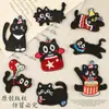 Novo em Estoque Patch de Bordado de Computador Desenho Animado Gato Preto Fofo Autoadesivo Patch DIY Aplique de Bordado