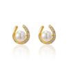 Pendientes Minimalistas de Plata de Ley S925 Perla Circonita Moda Femenina para el Trabajo Estilo Transfronterizo Europeo y Americano