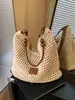 Bolso Tejido Hueco Nuevo Bolso de Paja de Verano para Mujer Gran Capacidad Bolso Tote de Hombro Cruzado Bolso de Playa para Vacaciones en la Costa