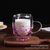 Popular Taza de Doble Capa con Flores Secas Integradas, Taza de Vidrio de Borosilicato Alto, Taza para Beber de Oficina, Taza de Vidrio Antiescaldado con Flores Reales