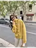 Cardigã de tricô de gola alta novo para outono e inverno, estilo europeu e americano, para mulheres, casaco suéter solto e macio, blusa de manga longa cor sólida