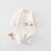 Roupa Macacão Completa para Recém-Nascidos Outono e Inverno Três Camadas Acolchoada Macacão de Bebê Roupas de Engatinhar para Meninos e Meninas Espessas Quentes