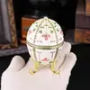 Caja de Joyería Esmaltada con Forma de Huevo, Artesanías Retro, Tapa abatible para Pendientes, Anillos, Joyero, Decoración para Sala de Estar, Dormitorio