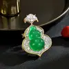 Nuevo Broche Elegante de Calabaza Estilo Chino con Incrustaciones Completas de Diamantes, Diseño de Fortuna y Prosperidad, Pin de Broche para Dama Suave y Grandioso