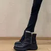 Versión en stock~Botas de nieve estilo deportivo de suela gruesa retro con punta redonda para mujer, cremallera lateral, forradas de felpa para abrigar, botas de algodón casual para el día a día