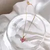 Collar de amor rosa con microincrustaciones de circonita de verano para niña, cadena de clavícula de temperamento simple a la moda, colgante de corazón dulce