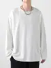 Camiseta Longa Fashionável para Homens, Primavera, Outono e Inverno Estilo Básico Casual Roupa de Baixo Tendência Gola Redonda Top Masculino Camisa Camada Base
