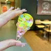 Llavero creativo de piruleta rellena de aceite con arena líquida, colgante flotante de helado, colgante para bolsa al por mayor, decoración linda