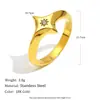 Estilo de Moda Europeo y Americano, Personalidad de Nicho, Pendientes de Gama Alta, Acero Inoxidable Chapado en Oro de 18 Quilates, Forma de Estrella y Luna, Anillo de Estrella de Cuatro Puntas