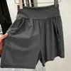 Pantalones cortos deportivos de secado rápido talla grande para mujer, estilo fino de verano, cintura alta, control de abdomen, ajuste holgado, pantalones de yoga y fitness
