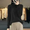 Suéter pullover vermelho gola alta estilo nacional com fecho lateral fenda ampla Casual Lã pura novo malha manga longa
