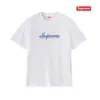 Camiseta de Algodón Pesado Moda Americana Transfronteriza Estampado de Letras Supreme Cuello Redondo Manga Corta Unisex Holgada Casual para Hombres y Mujeres
