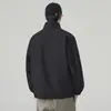 Chamarra con bloques de color, patchwork de malla, cuello alto, cierre de cremallera, corte holgado para hombre, moderna, para exteriores, a prueba de viento, estilo deportivo, ropa de abrigo de otoño para hombre