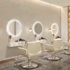 Espejo Redondo Estación de Belleza Peluquería Espejo Barbería Peluquería Celebridad de Internet Iluminado LED Espejo Redondo Simple para Cortar el Cabello