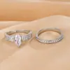 Explosiones deseo anillo de ojo de caballo europeo y americano circón bañado en plata calidad oro 18K anillo de dos piezas Factory venta directa al por mayor