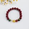 Pulsera de Cinabrio Natural de Alta Gama al por Mayor Chapada en Oro Cobre Pixiu de la Suerte Mineral en Bruto Arena de Oro Púrpura Pulsera Estilo Chino Pulsera para Mujer