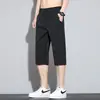 Moda verão solto reto sete pontos shorts homens 2025 fino exterior desgaste esportes gelo seda secagem rápida shorts casuais