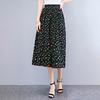 Verano Nuevo Algodón Seda Pantalones de Pierna Ancha Talla Grande Pantalones Capri Sueltos Culottes Maternos de Mediana Edad Pantalones Delgados de Cintura Alta