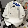 Camiseta de Manga Corta con Cuello Polo Estilo Europeo y Americano Estilo Perezoso Falsa de Dos Piezas para Hombres y Mujeres, Nuevas Camisetas Holgadas de Verano Adelgazantes para Parejas