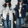 Casaco para Meninas Primavera e Outono 2026 Nova Moda Jaqueta Moletom com Capuz para Meninas Mais Velhas, Jaqueta Baseball Casual Solta Top