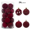 Bolas de Navidad Pintadas de Terciopelo Transfronterizas Set de Bolas de Plástico de Terciopelo de 6 cm Adornos para Árbol de Navidad Decoraciones de Atmósfera Decoraciones