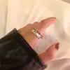 Anillo Abierto de Plata de Ley 925 Exquisito Diseño Cóncavo Irregular Moda Simple Personalidad de Nicho Anillo para Dedo Anular Mujeres