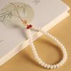 Colgante de cadena para teléfono móvil con garra de carbón de Bodhi de jade blanco, hebilla de anilla antipérdida, cordón con cuentas trenzadas a mano, adorno colgante de muñeca corta para mujer