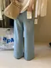 Liquidación, Sin Devoluciones ni Cambios. Jeans Rectos Ajustados Lavados Estilo Retro Coreano Verano 22068 (con cinturón)