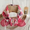 Lenço Quadrado Pequeno Floral de Algodão e Linho Versátil Retrô Japonês para Mulheres, Lenço Decorativo de Moda Primavera e Verão, Envoltório Fino para Pescoço