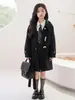 Ropa a juego para padres e hijos para niños y niñas, Chaqueta cárdigan de lana, Engrosada y acolchada, Estilo coreano Otoño e Invierno 2026 Abrigo de lana con botones de cuerno