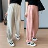 Pantalones frescos de verano Tencel lino transpirables elásticos cintura alta holgados adelgazantes machete rectos pantalones casuales mujer W0425Y