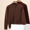 Suéter de Lana para Hombre Hengyuanxiang Cardigan de Punto con Cremallera Ropa Exterior Suéter Jacket de Cuello Semi Alto Nuevo Otoño e Invierno 2025