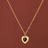 Colar Pingente Coração de Obsidiana Yunyao Fashion para Mulheres, Design Único, Ouro K, Luxo Leve, Sensação de Alto Padrão, Corrente para Clavícula