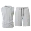 Conjunto de Verano Casual para Hombre con Pulóver de Jacquard Retorcido de Color Sólido de Manga Corta y Pantalón Corto, Nuevo Transfronterizo Europeo y Americano de Amazon