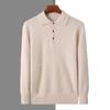 Jersey de punto para hombre con cuello POLO cruzado, mezcla de lana de visón, jersey de punto, talla grande, cachemira entallada para llevar debajo