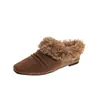 Pantuflas de Piel Estilo Mary Jane Francés Valley Rhyme para Mujer, Usables en Exteriores, Felpa Gruesa Cálida, Nuevo Estilo Otoño/Invierno Pantuflas de Algodón Birkenstock para Mujer